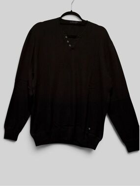 Raffi - Men's V-neck pullover sweater. 3 button detail. Size XXL. Black